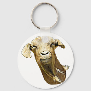 Porte-clés chèvre mignonne Visage ferme animal art