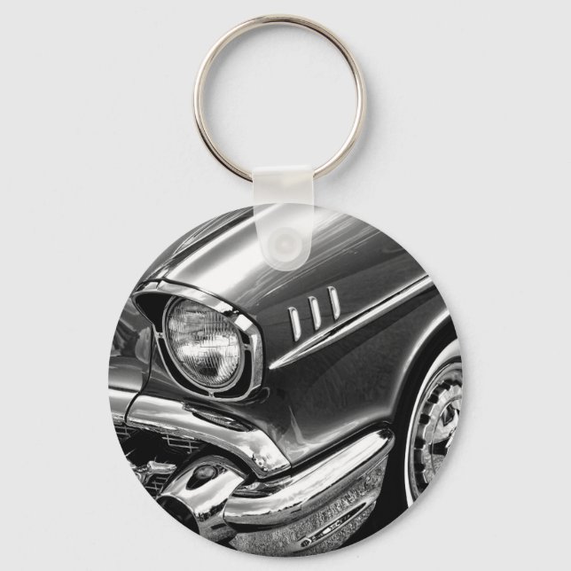 Porte-clés Chevrolet Bel Air noir et blanc 1957 (Recto)