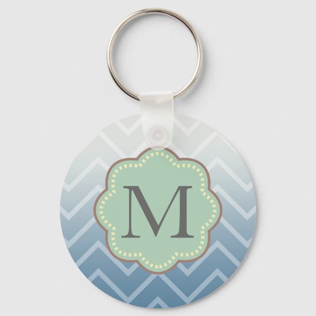 Porte-clés Chevron blanc bleu ciel (Recto)