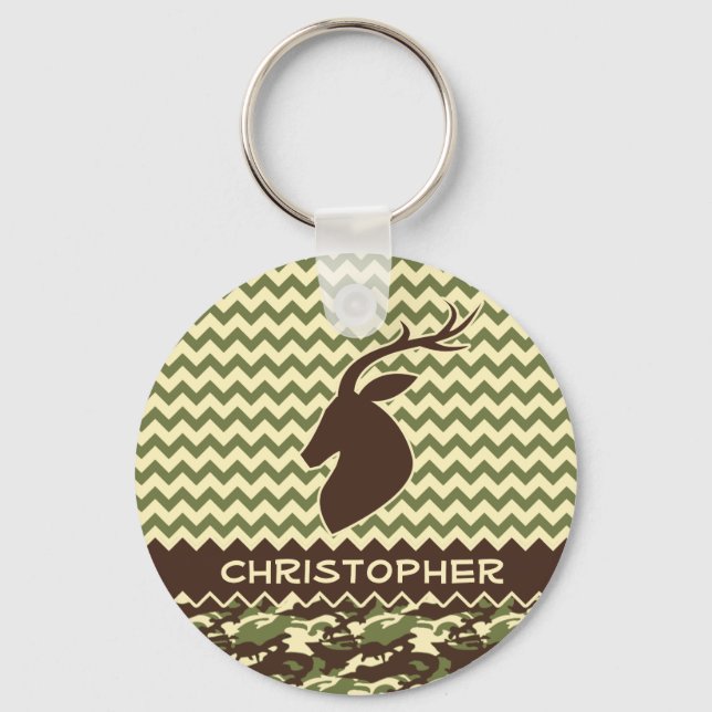Porte-clés Chevron Deer Buck Camouflage Personnaliser (Recto)