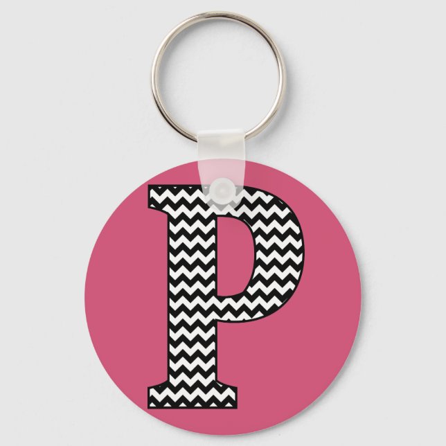 Porte-clés Chevron noir et blanc P Monogramme Porte - clé de  (Recto)