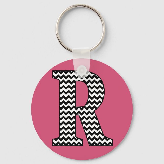 Porte-clés Chevron noir et blanc R Monogram Porte - clé de ba (Recto)