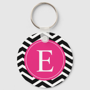 Porte-clés Chevron rose noir personnalisé