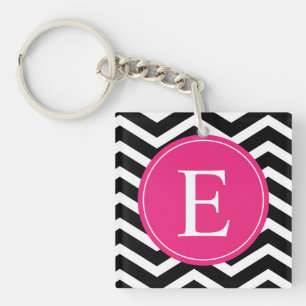 Porte-clés Chevron rose noir personnalisé