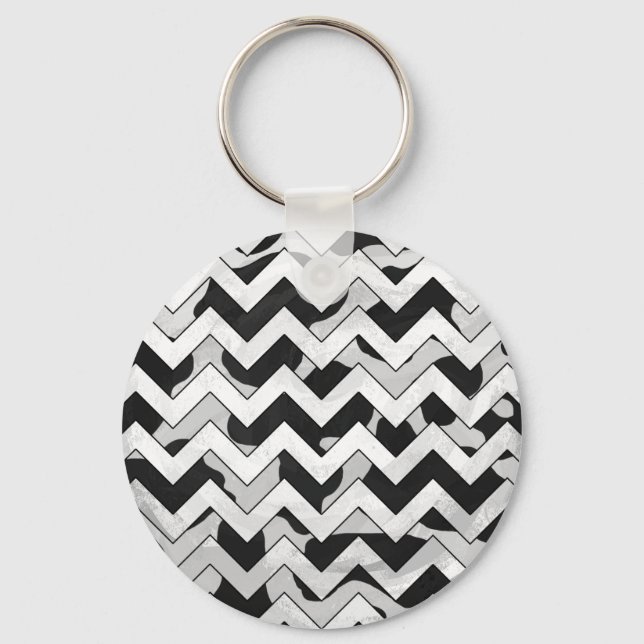 Porte-clés Chevron Vache noir et blanc (Recto)