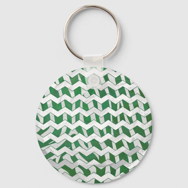 Porte-clés Chevron Zebra Green et White Print (Recto)