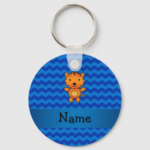 Porte-clés Chevrons nommés personnalisés de bleu de tigre