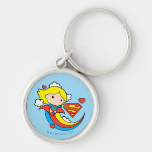 Porte-clés Chibi Supergirl volant arc-en-ciel
