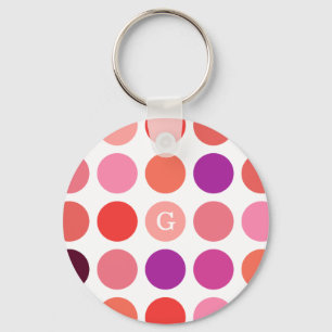 Porte-clés Chic coloré motif pois monogramme
