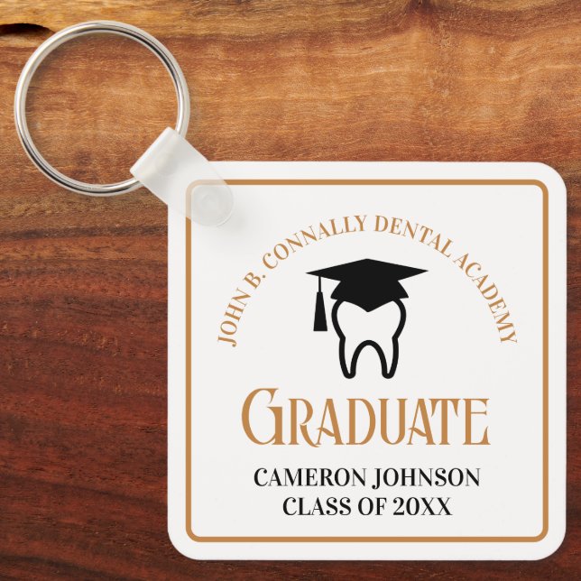Porte-clés Chic Dental School Custom Gold Graduation Cadeau (Recto)