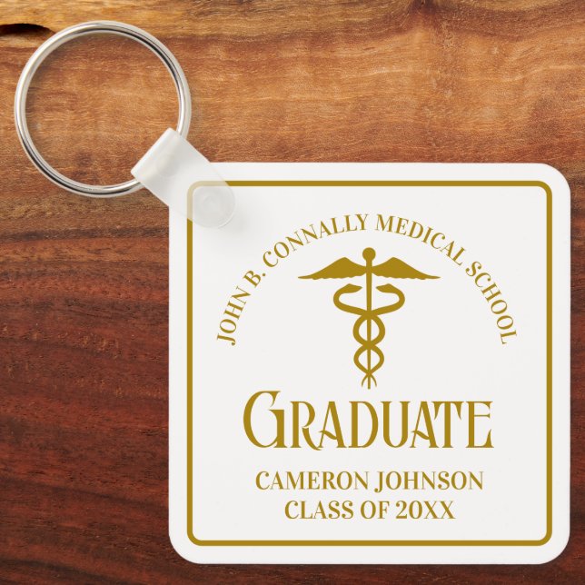 Porte-clés Chic Gold Médicale School Graduation Keepsaké (Recto)