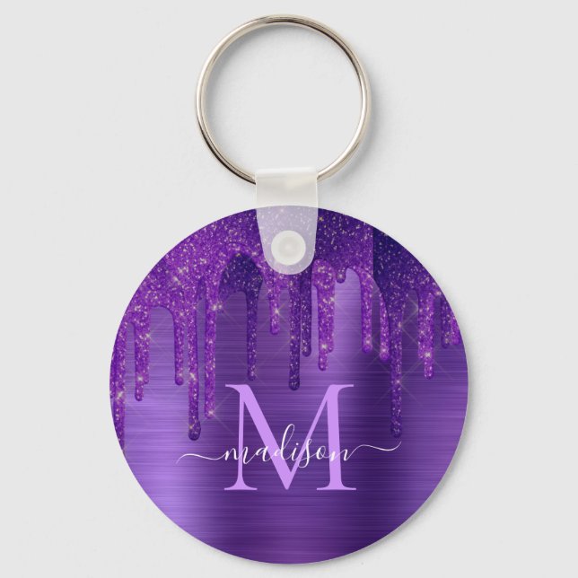 Porte-clés Chic Purple Parties scintillant de séchage brosse  (Recto)