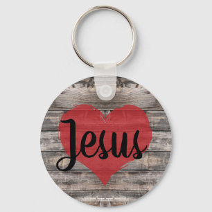 Porte-clés chic rustique mignon JESUS HEART  