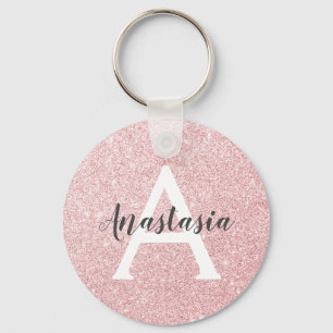 Porte-clés Chic & Tendance Rose Gold Paillettes Monogramme