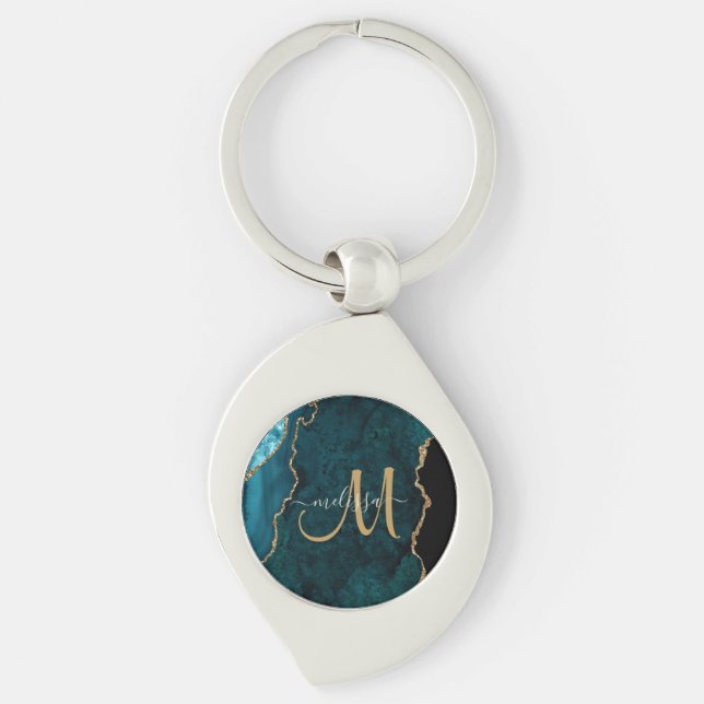 Porte-clés Chic Turquoise Gold Parties scintillant Agate Pers (Devant)