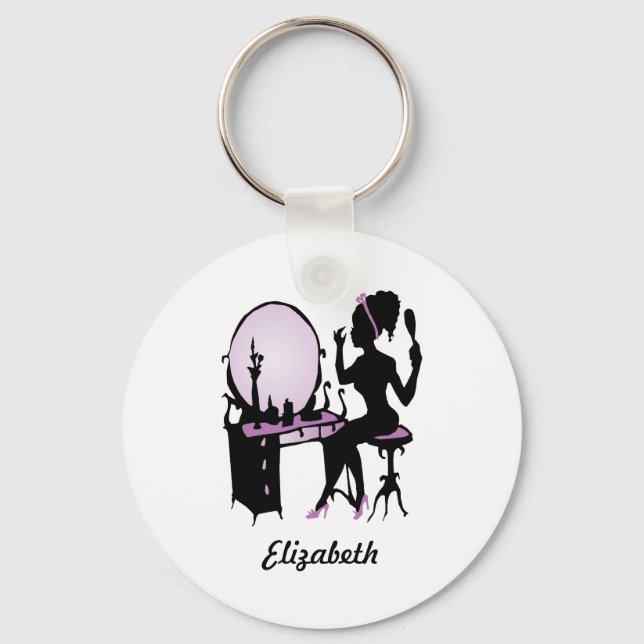 Porte-clés Chic violet et femme noire fashionista Silhouette (Recto)