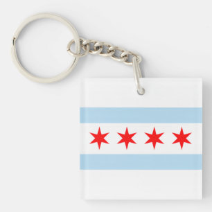 Porte-clés Chicago Illinois 4 Étoiles Voyage Rétro