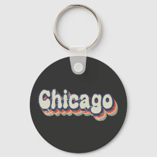 Porte-clés Chicago Illinois Chrome City Classic Art