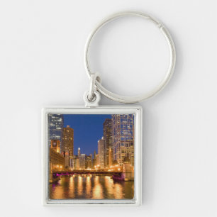Porte-clés Chicago, Illinois, Skyline et Chicago River à
