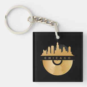 Porte-clés Chicago Illinois Skyline Golden Vinyl Chic