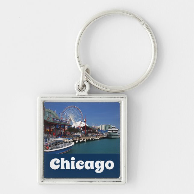 Porte-clés Chicago Illinois USA - Chicago Skyline Navy Pier (Devant)