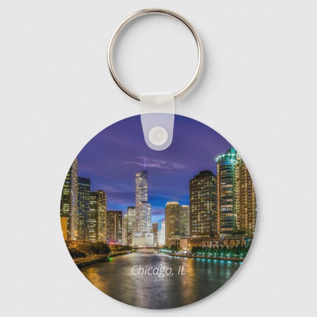 Porte-clés Chicago River à Sunset, étiqueté, (Recto)