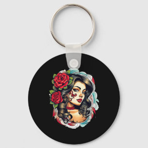 Porte-clés Chicano Chicana La Raza Barrio Tatouage Art Décès