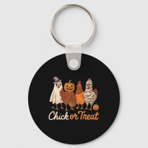Porte-clés Chick Or Treat Sorcière d'Halloween Poulet Squelet