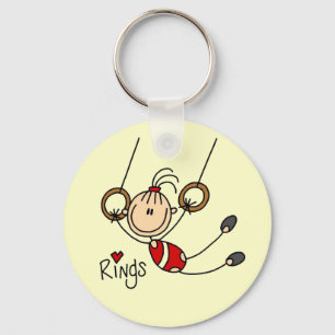 Porte-clés Chien à bâtons fille sur Anneaux Tshirts et cadeau