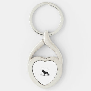 Porte-clés Chien à Chien à Chien - Halloween Lune Silhouette