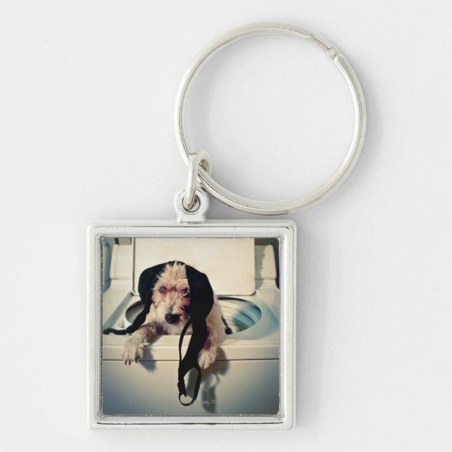 Porte-clés Chien aidant avec le lavage (Devant)