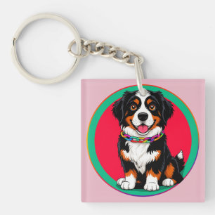 Porte-clés Chien animé mignon avec collier