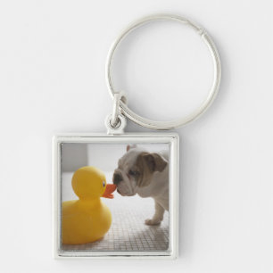 Porte-clés Chien avec le canard en plastique