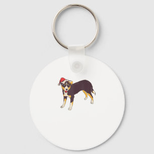 Porte-clés Chien avec le chapeau de Santa - Noël drôle