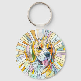 Porte-clés Chien beagle - Art Mosaïque coloré