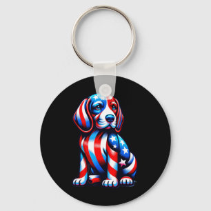 Porte-clés Chien Beagle mignon Usa Drapeau Femmes Hommes Amou