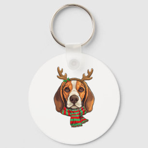 Porte-clés Chien beagle Noël Rendeer Santa Hat Funny Noël