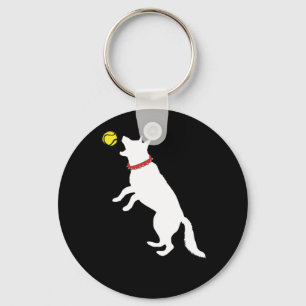 Porte-clés Chien berger allemand blanc GSD Catching Jaune
