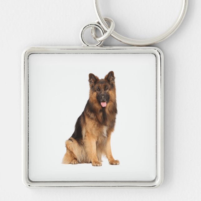 Porte-clés chien berger allemand, envelopper droit design, (Devant)