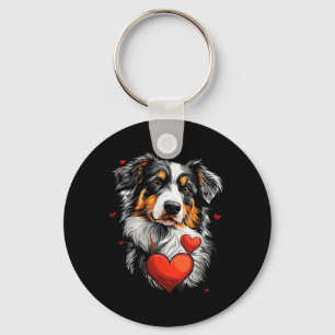 Porte-clés Chien berger australien de la Saint-Valentin