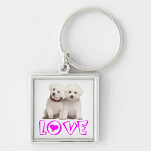 Porte-clés Chien Bichon Frise Blanc Mignon