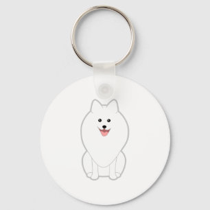 Porte-clés Chien blanc mignon. Spitz ou Pomeranian.