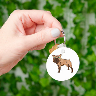 Porte-clés Chien Brun Bouledogue aux Yeux Verts