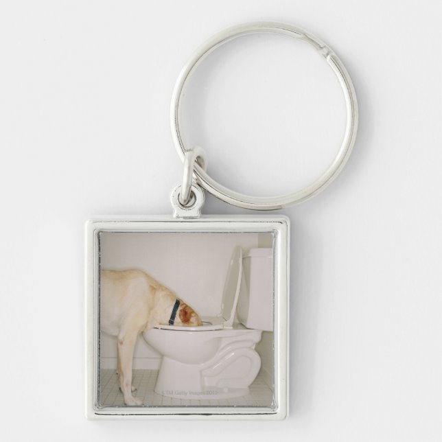 Porte-clés Chien buvant hors de la toilette (Devant)