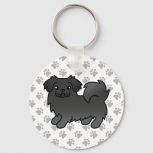 Porte-clés Chien caricatural mignon espagnol tibétain noir