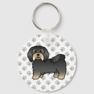 Porte-clés Chien Caricature Cute, Noir Et Tan Havanais