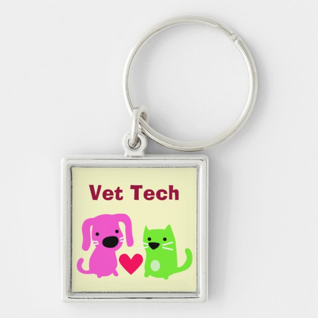 Porte-clés Chien & Chat & Coeur Vet Tech (Devant)