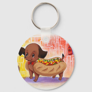Porte-clés Chien Chaud Dans La Ville Kitschy Mignonne