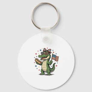 Porte-clés Chien Chaud Patriote Alligator Vintage Vector T-Sh