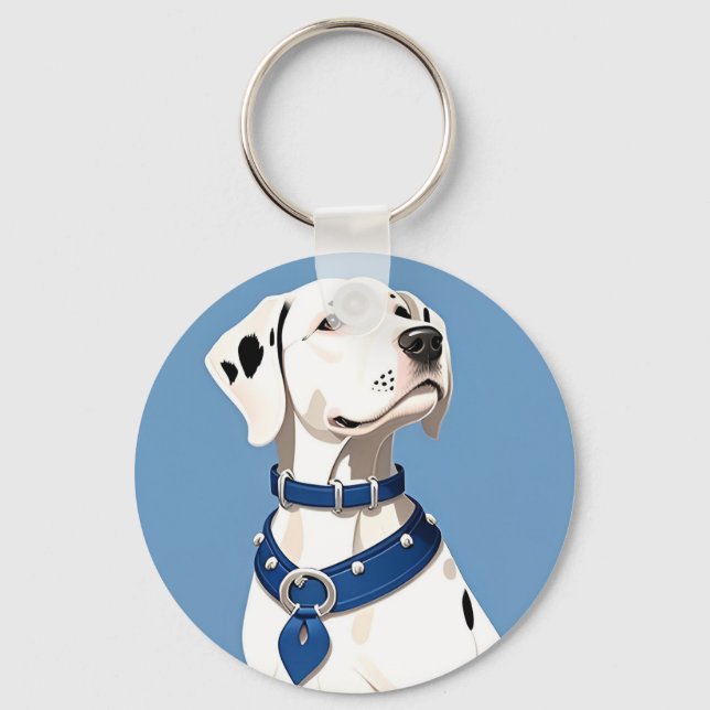 Porte-clés Chien dalmate avec collier bleu (Recto)